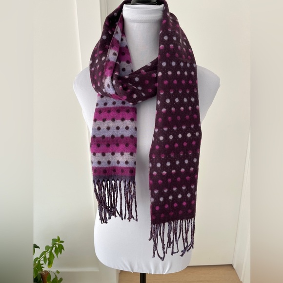 Cashmink Accessories - CASHMINK Winter Scarf Oblong Polka Dot Reversible Colourful Fringe Cozy Soft